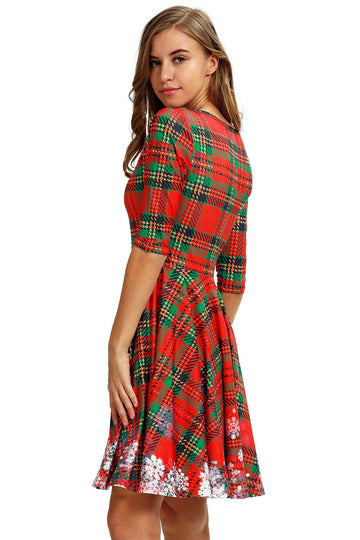 Vestido vintage de Natal de impressão verde